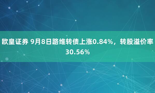 欧皇证券 9月8日路维转债上涨0.84%，转股溢价率30.56%
