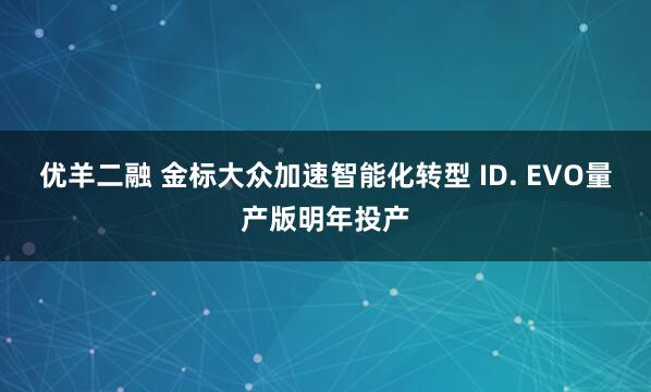 优羊二融 金标大众加速智能化转型 ID. EVO量产版明年投产